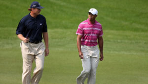 Ernie Els and Tiger Woods