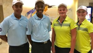 Keyan Loubser, Rorisang Nkosi, Kiera Floyd and Jordan Rothman at the Himbara World Junior Golf Championship