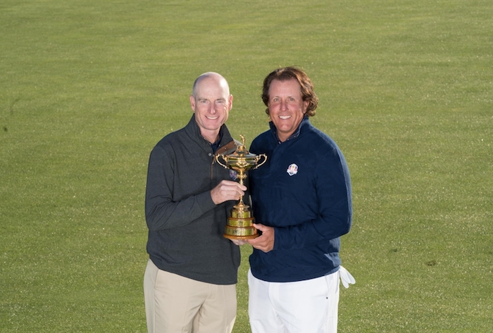 USA Ryder Cup Team Captain Jim Furyk poses with Phil Mickelson