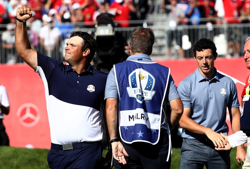 Rory McIlroy of Europe looks on