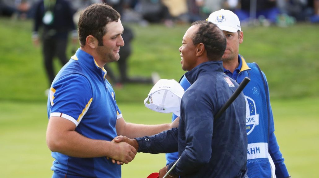 Jon Rahm and Tiger Woods at the Ryder Cup