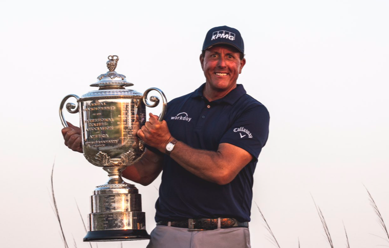 Mickelson wins historic sixth Major