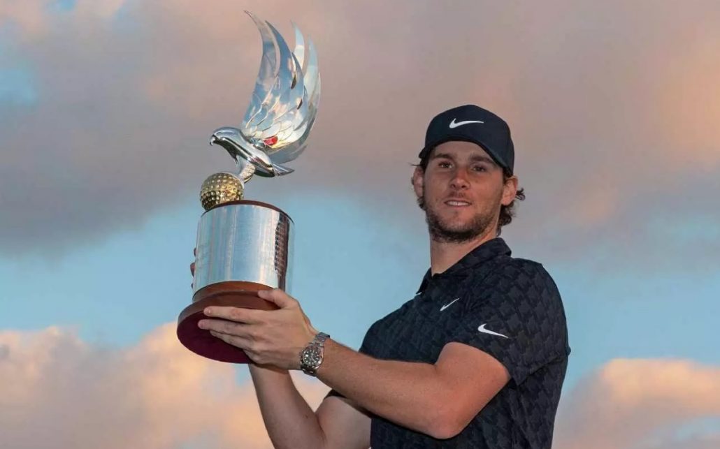 Thomas Pieters Abu Dhabi Championship trophy