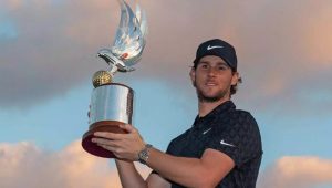 Thomas Pieters Abu Dhabi Championship trophy