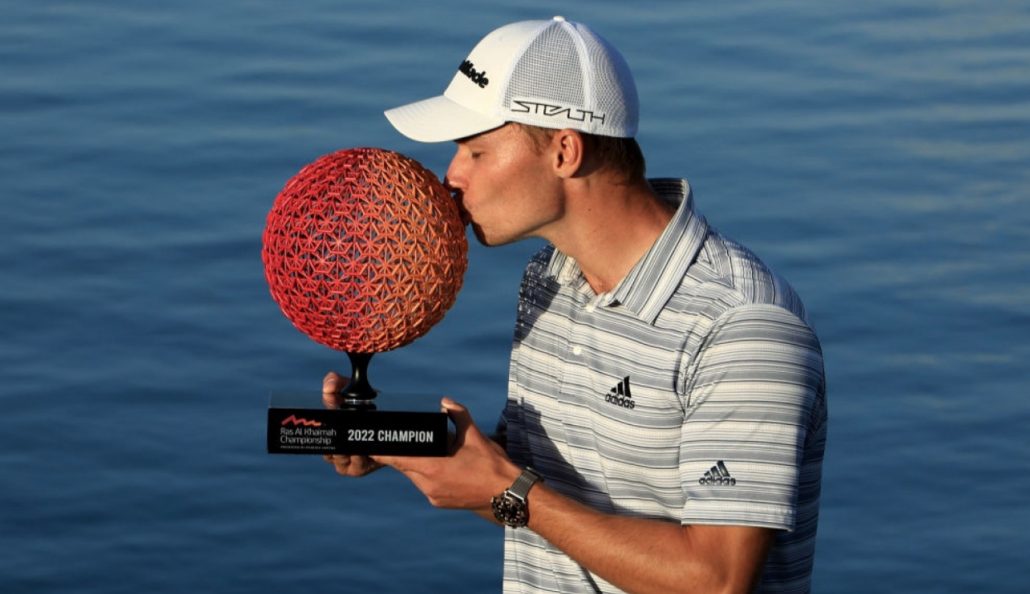 Nicolai Hojgaard Ras al Khaimah Championship trophy