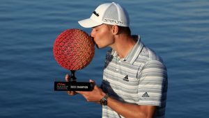 Nicolai Hojgaard Ras al Khaimah Championship trophy