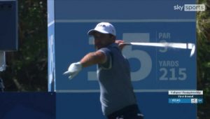 Schwartzel throws club