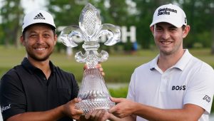 Schauffele Cantlay Zurich Classic trophy