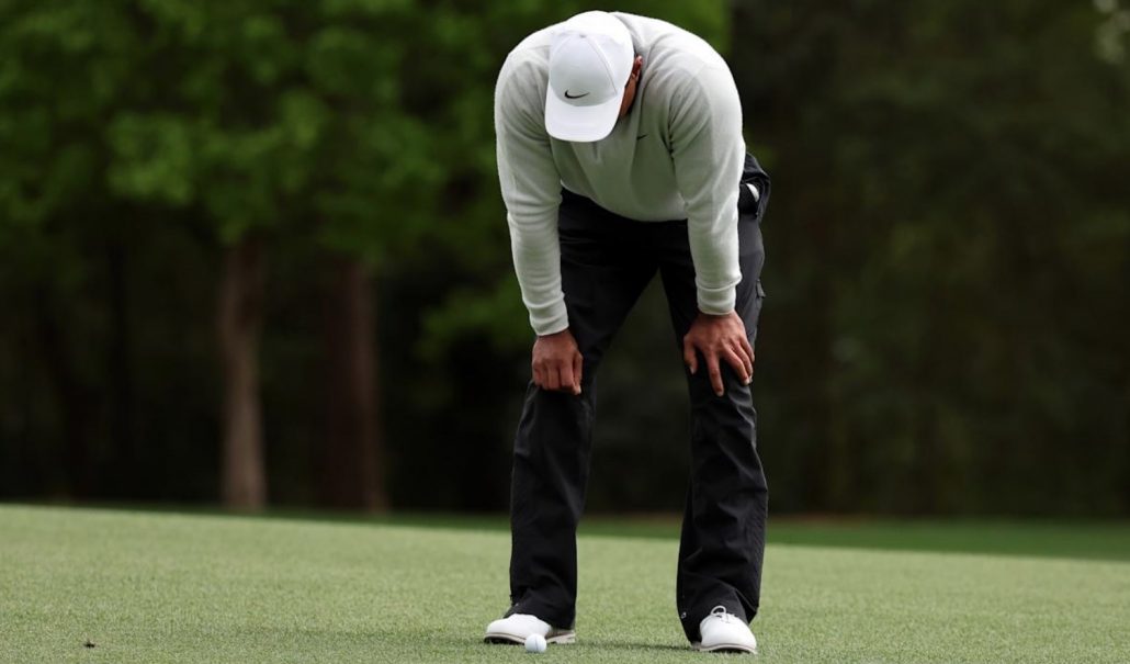 Tiger Woods dejected Masters 9 April 2022