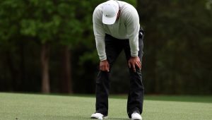 Tiger Woods dejected Masters 9 April 2022