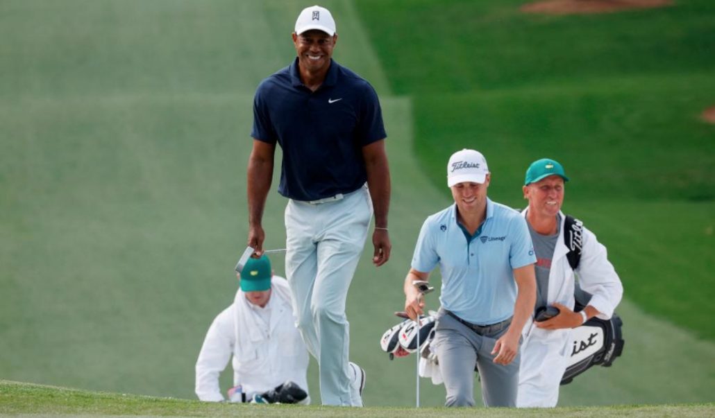 Tiger Woods walking Masters