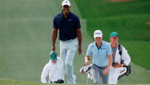 Tiger Woods walking Masters