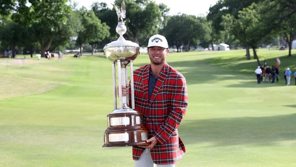 Sam Burns Charles Schwab Challenge trophy 2022