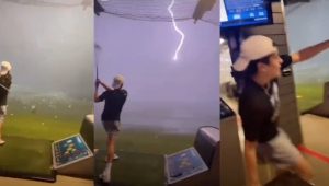 Golf ball struck by lightning