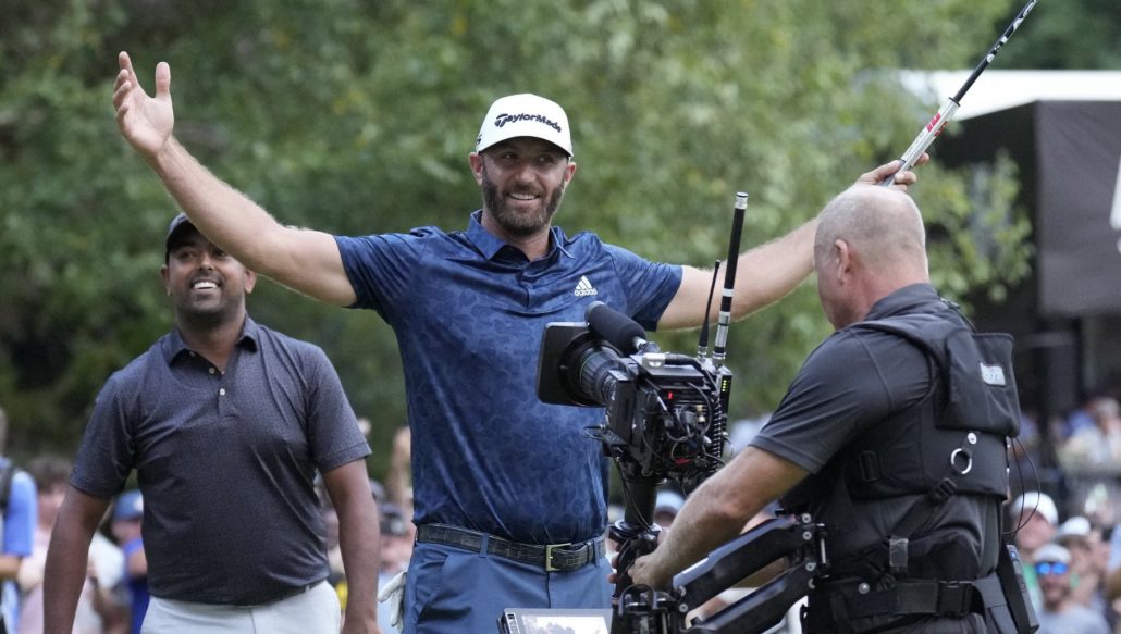 Dustin Johnson LIV Golf TV camera