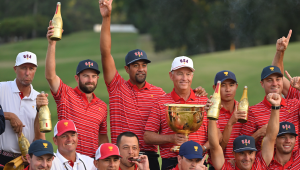Presidents Cup US Team celebrating