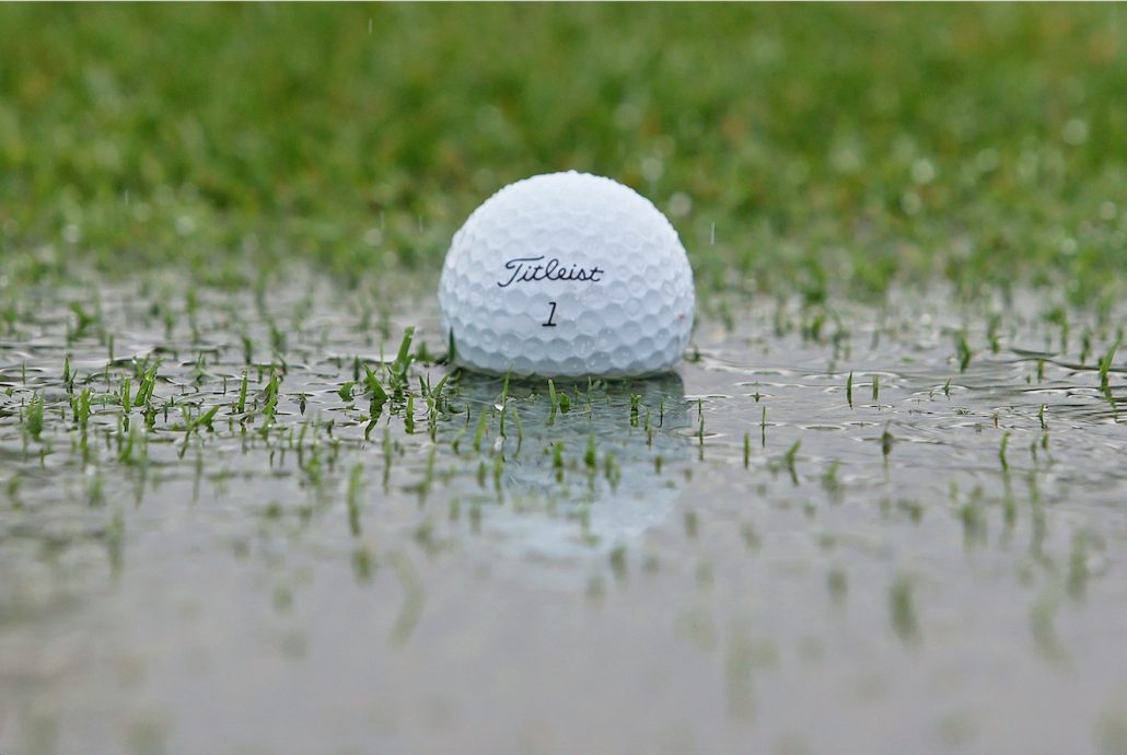 Golf ball in the rain