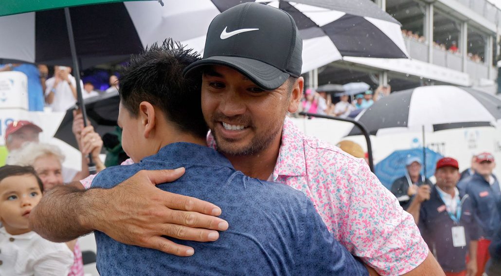 Jason Day Byron Nelson hugs 14 May 2023