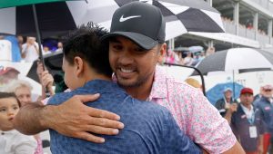 Jason Day Byron Nelson hugs 14 May 2023