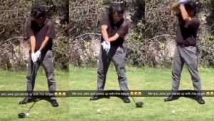 Bizarre golf swing routine