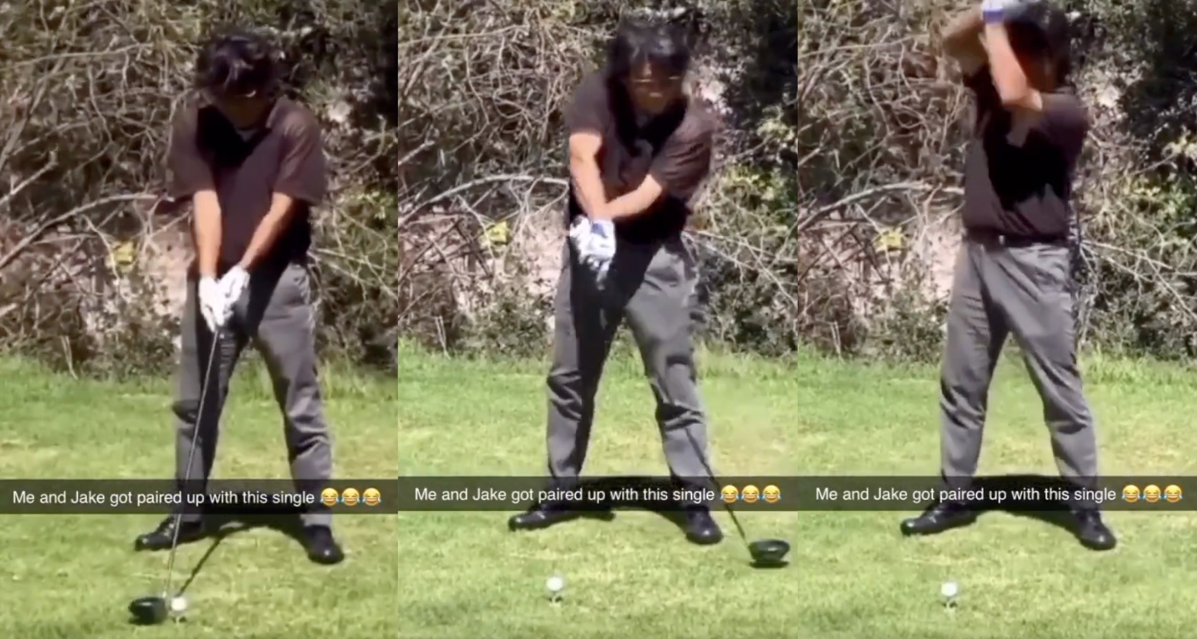 Bizarre golf swing routine