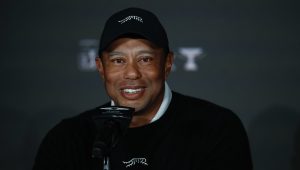 Tiger Woods presser 14 Feb 2024 Ronald Martinez Getty Images