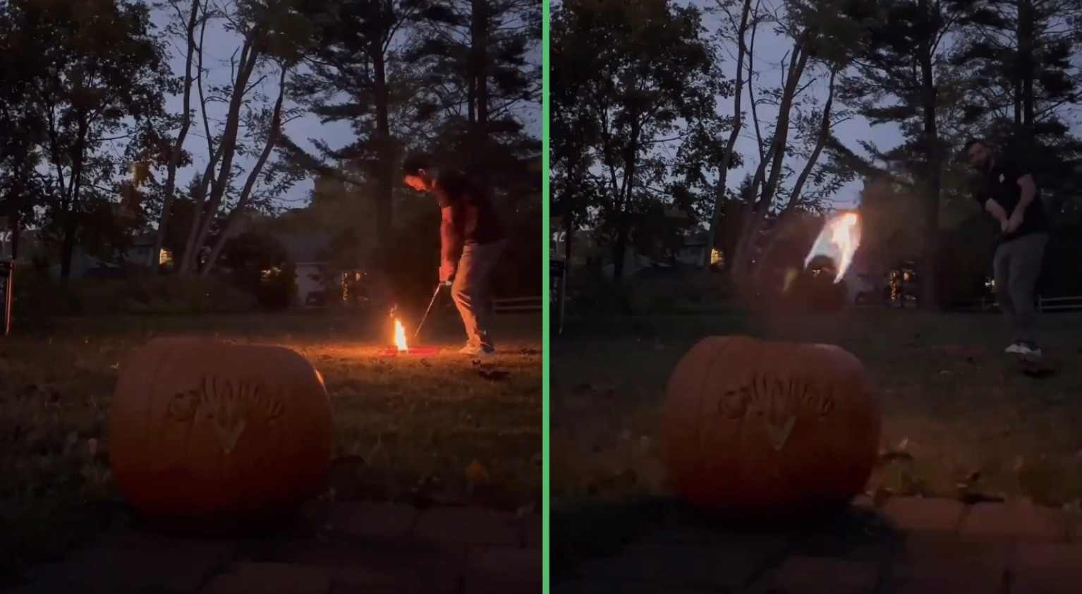 Halloween golf trick shot