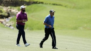 Jon Rahm Jose Maria Olazabal 8 Apr 2025 Richard Heathcote Getty Images